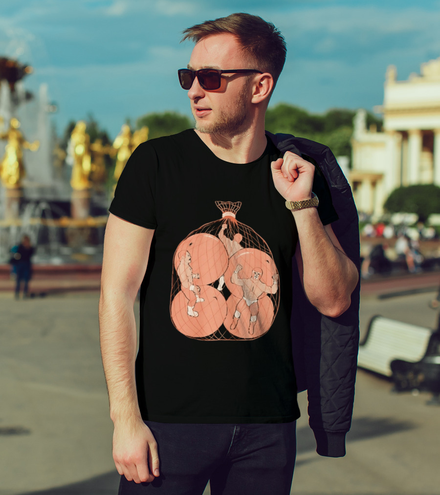 Wrestlers In Orange Produce Bag Mesh T-Shirt
