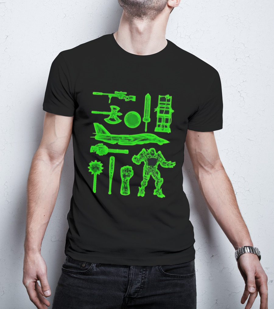 Ring Weapons Axe Sword Jet Robot Icon Collection T-Shirt