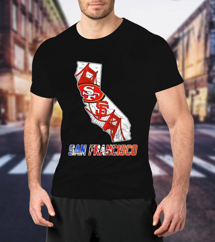 San Francisco 49ers Giants California Map T-Shirt