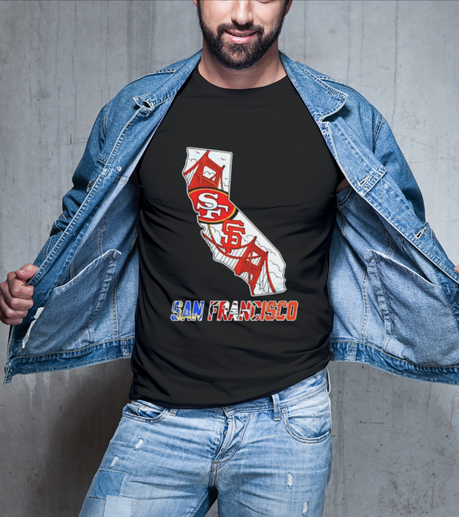 San Francisco 49ers Giants California Map T-Shirt