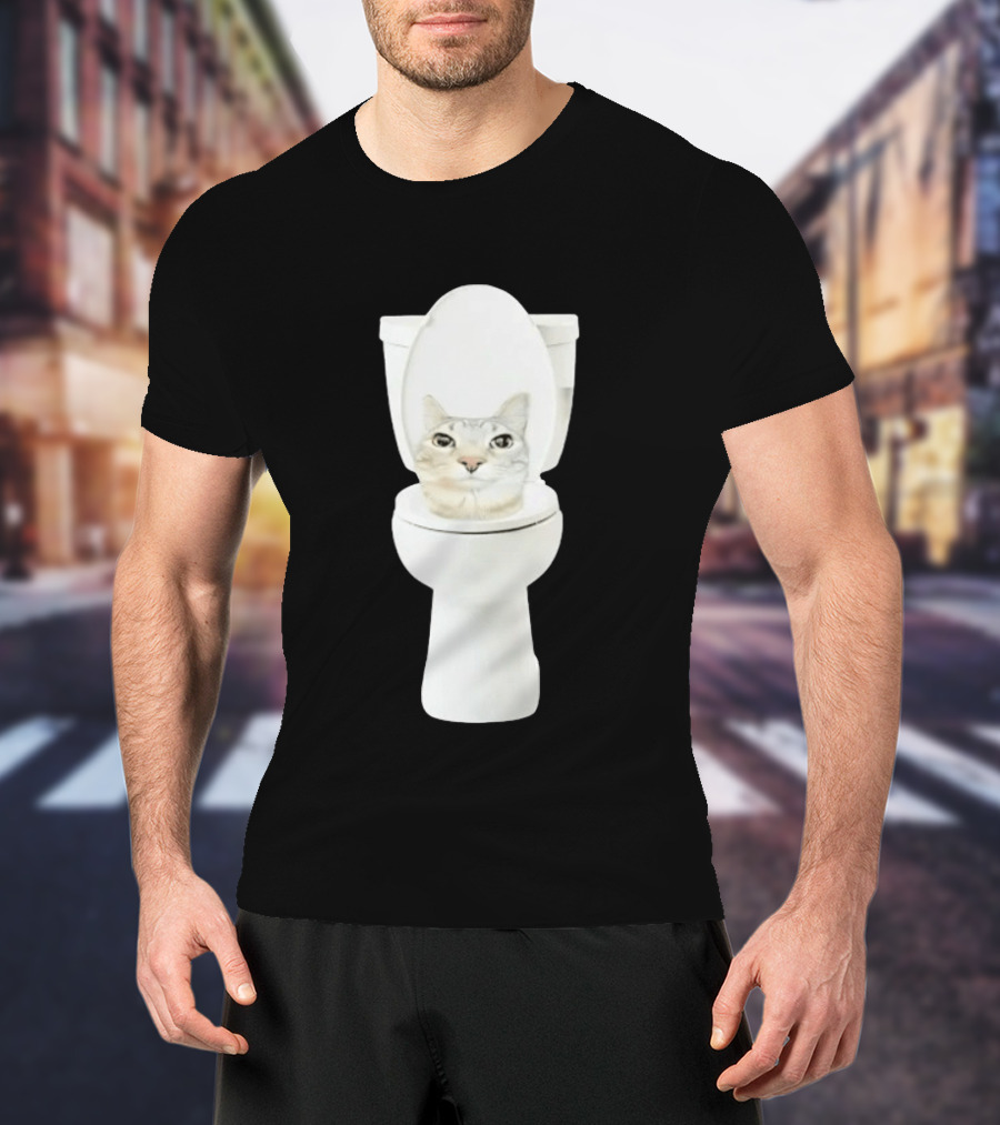 Skibidi Cat Toilet Humor Meme Fusion T-Shirt