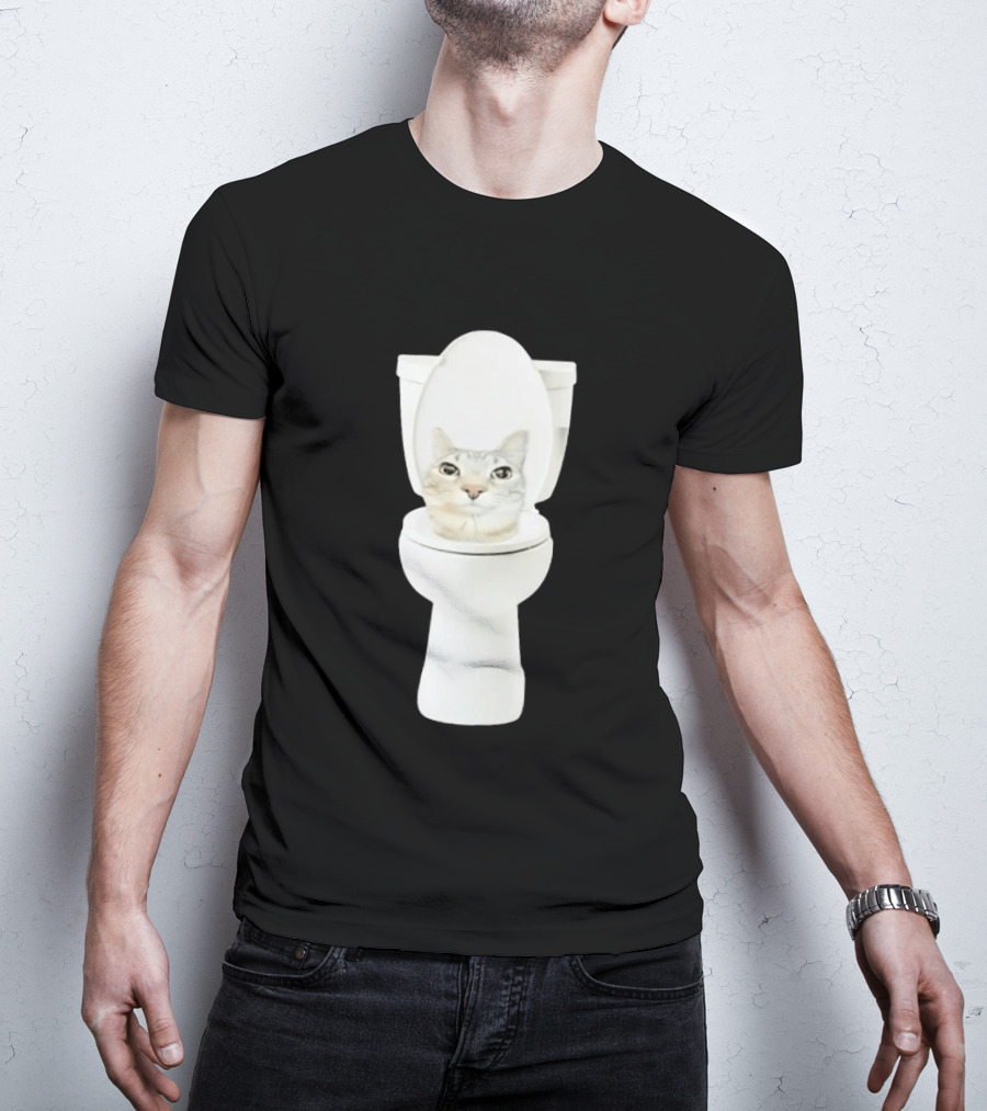 Skibidi Cat Toilet Humor Meme Fusion T-Shirt