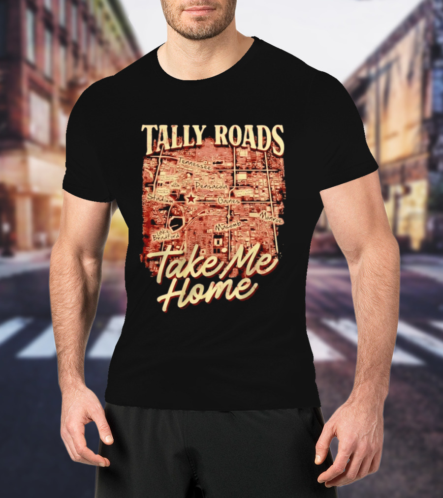 Tally Roads Map Take Me Home Tennessee Pensacola Stadium Monroe T-Shirt