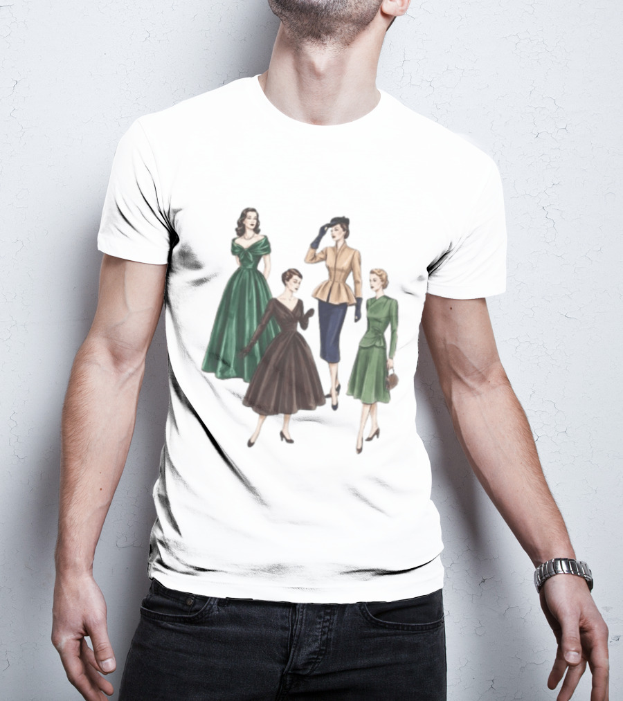 1950s Vintage Fashion Elegant Ladies Dresses T-Shirt