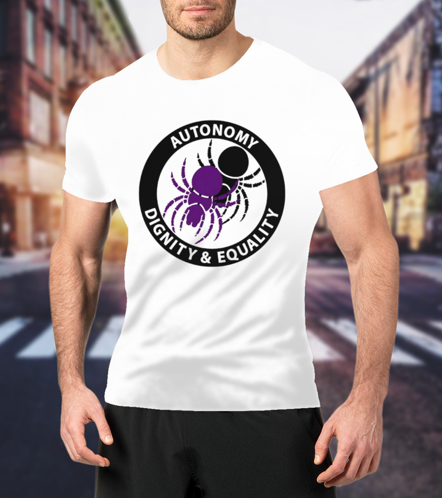 Autonomy Dignity Equality Purple Spider Emblem Social Justice T-Shirt