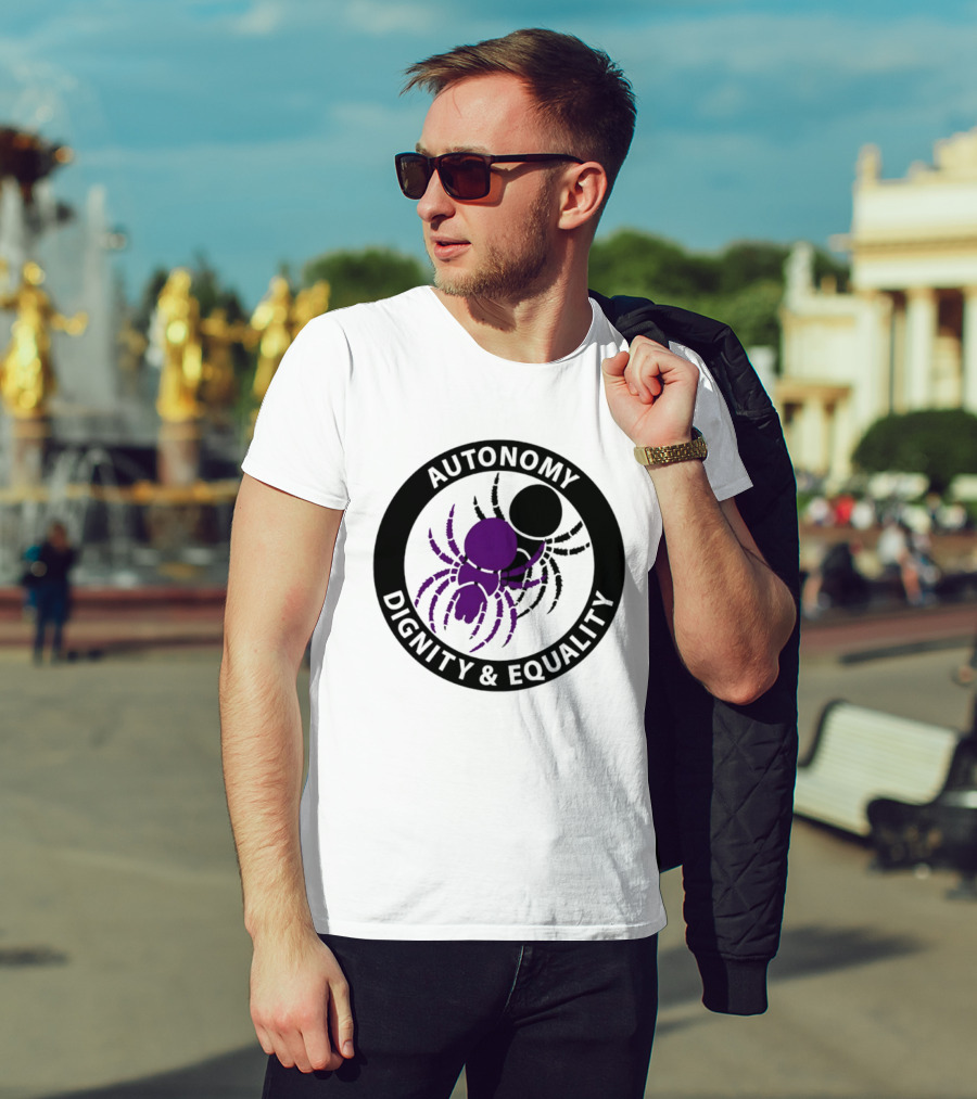 Autonomy Dignity Equality Purple Spider Emblem Social Justice T-Shirt