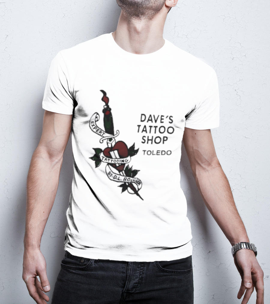 Dave's Tattoo Shop Toledo Expert Tattooing By DL Boucher Heart And Dagger Tattoo T-Shirt