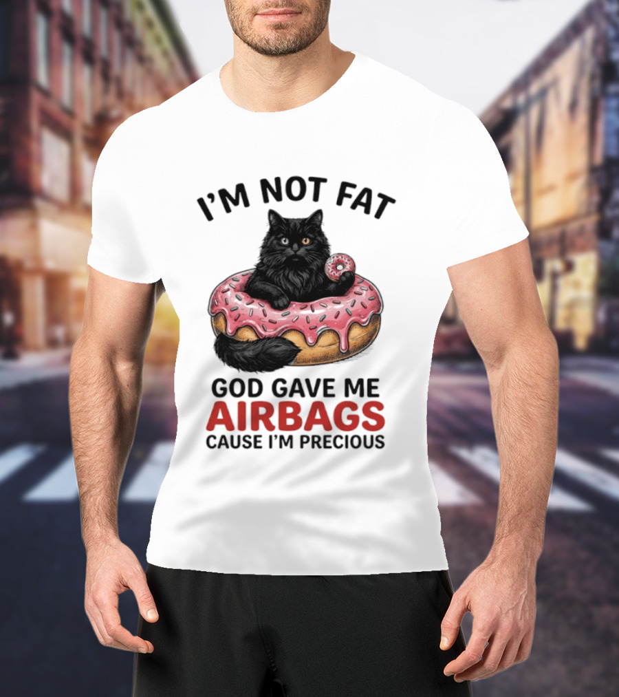 I'm Not Fat God Gave Me Airbags Cause I'm Precious Cat Donut T-Shirt