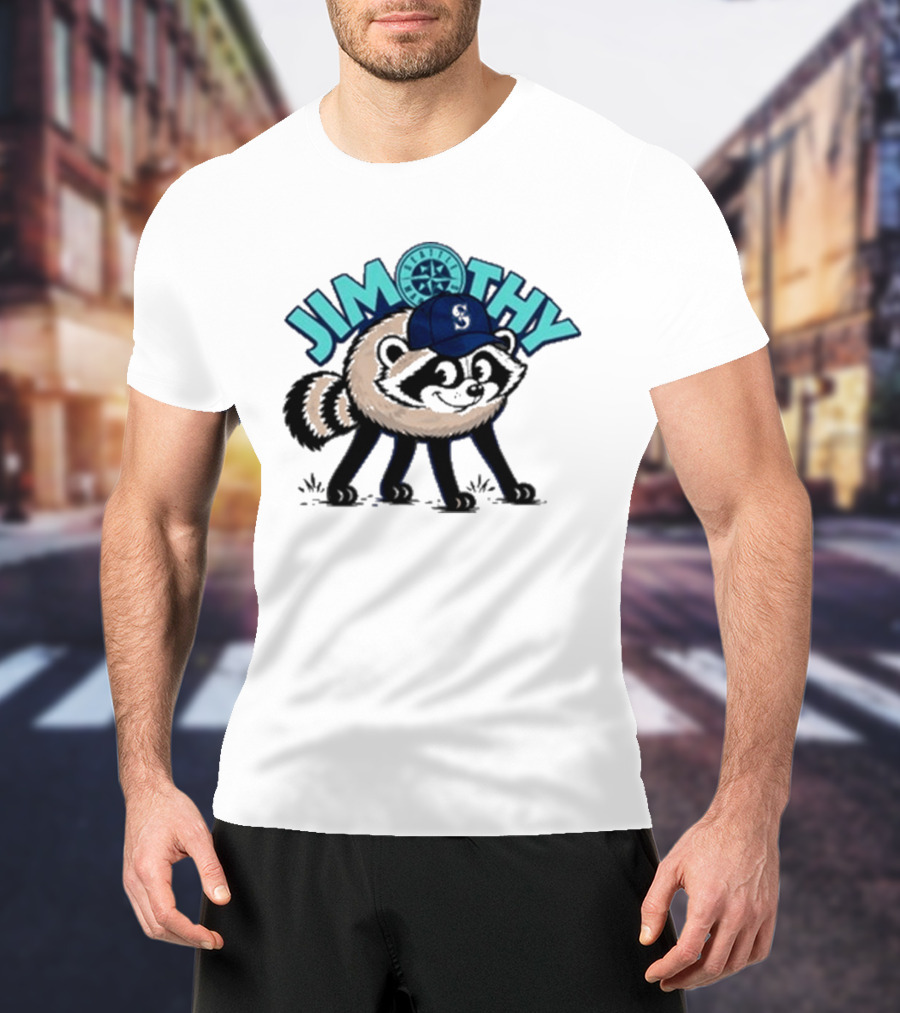 Jimothy Raccoon Seattle Night Cap With Star Compass T-Shirt
