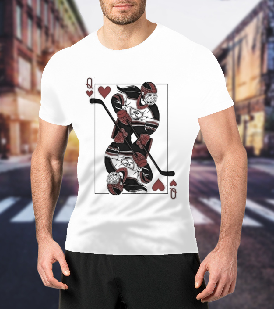 Queen Of Hearts Hockey Playing Card T-Shirt
