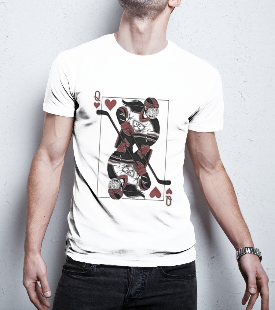 Queen Of Hearts Hockey Playing Card T-Shirt