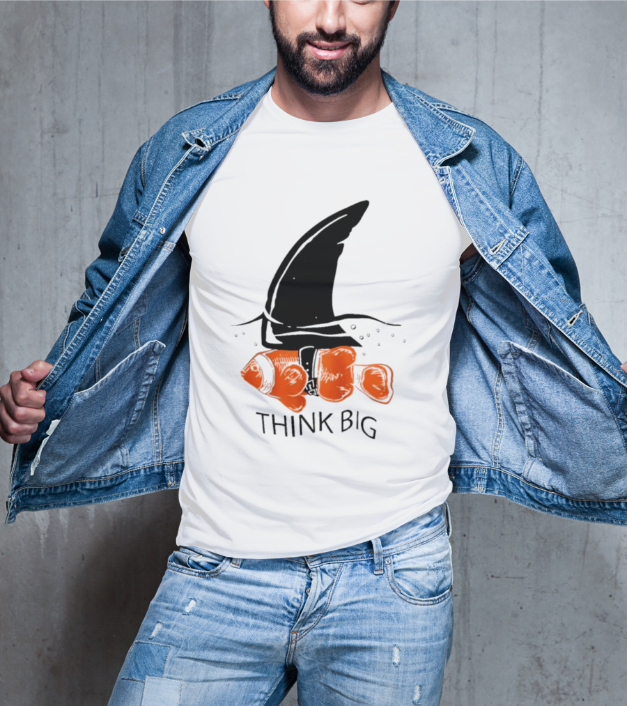 Think Big Goldfish Wearing Shark Fin T-Shirt
