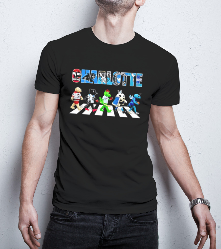 2026 Charlotte Sports Team Mascots Abbey Road Bowling Pin Parade T-Shirt