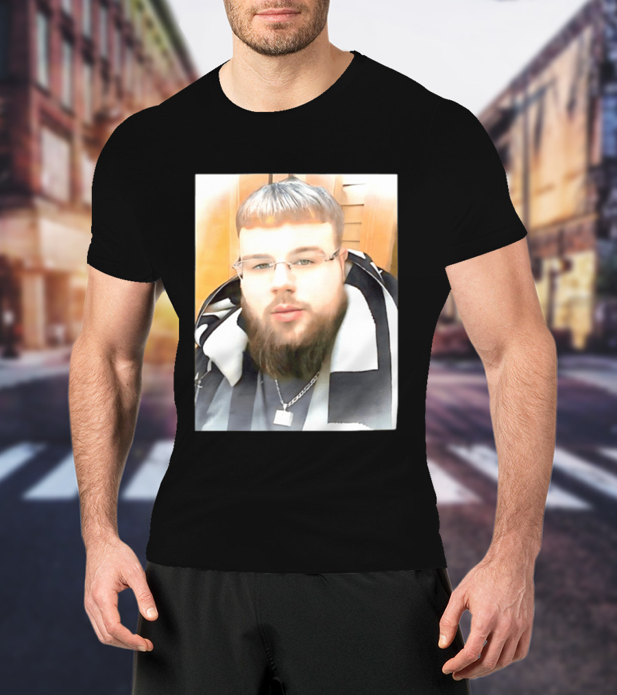 Joeyy Miracle Face Person Wearing Glasses And Chain With Striped Scarf T-Shirt