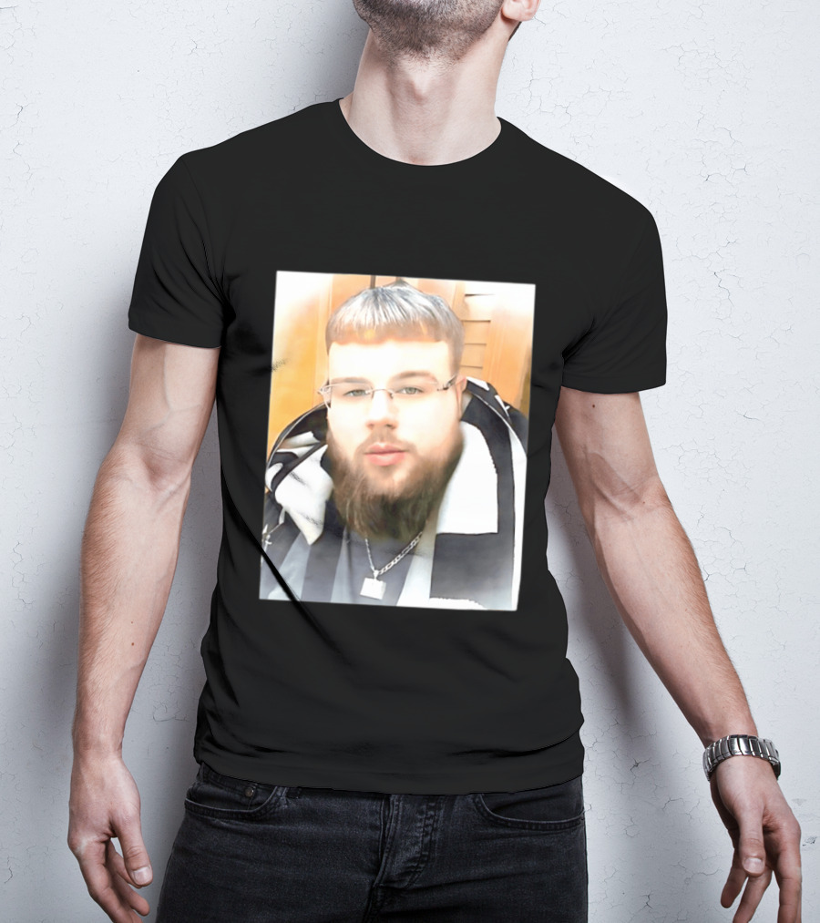 Joeyy Miracle Face Person Wearing Glasses And Chain With Striped Scarf T-Shirt