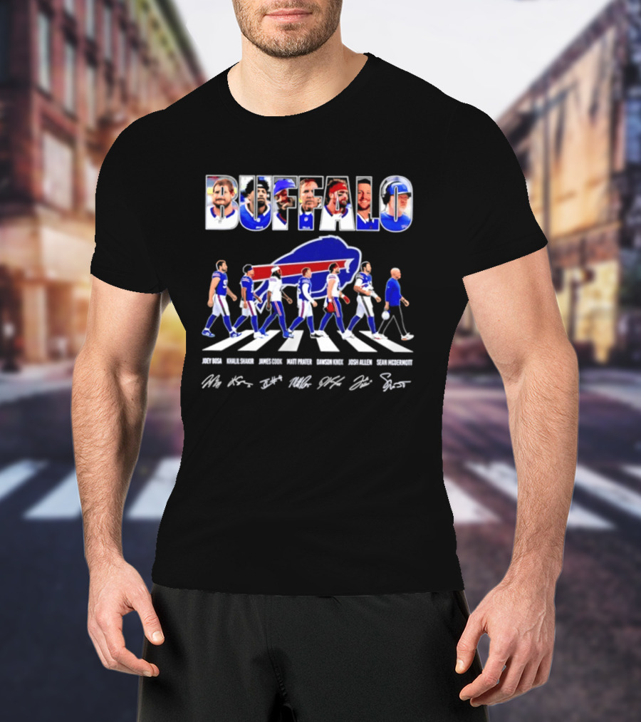 Buffalo Bills Players Abbey Road Sean McDermott Signatures NFL Team T-Shirt