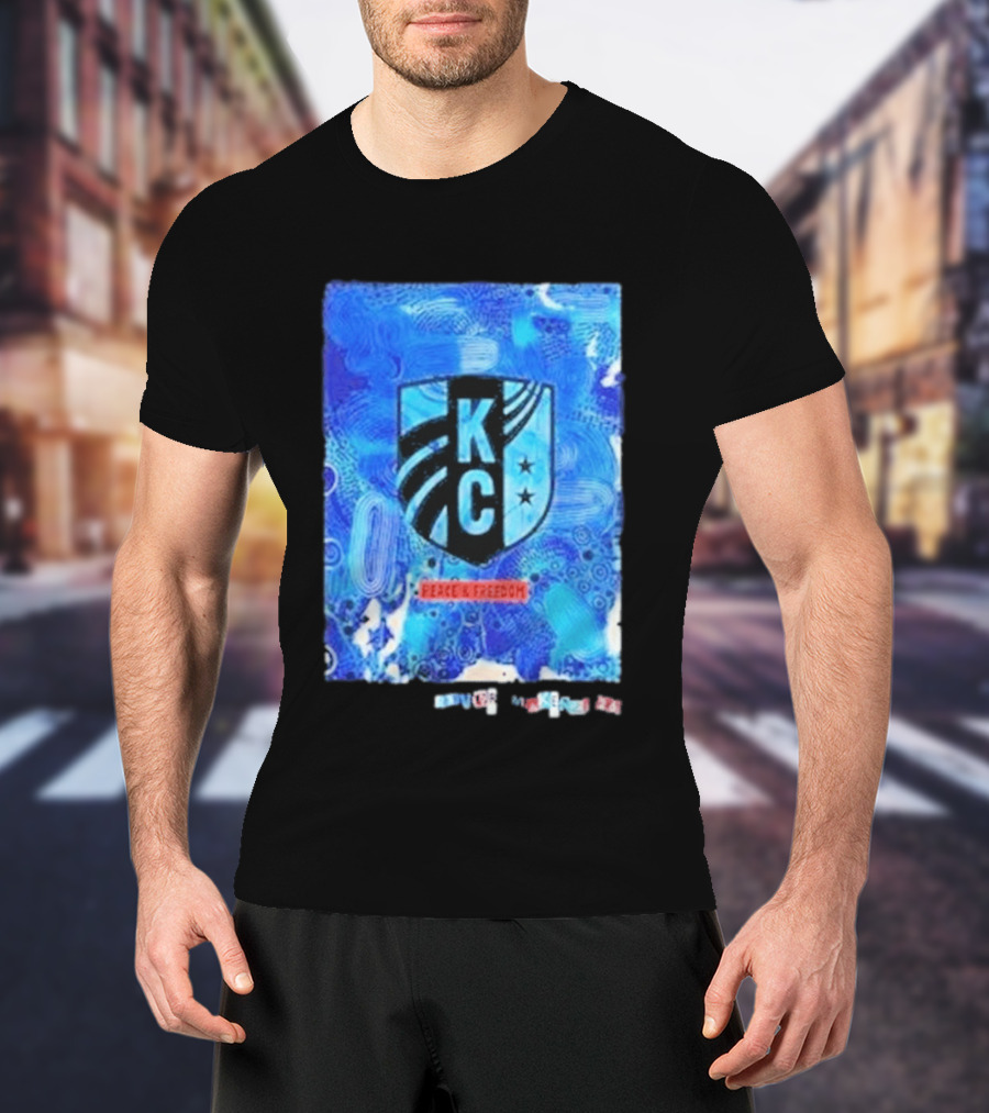 Kansas City Current KC Peace Freedom Blue T-Shirt