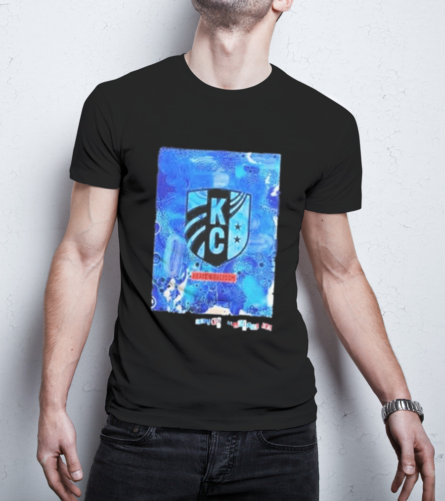 Kansas City Current KC Peace Freedom Blue T-Shirt