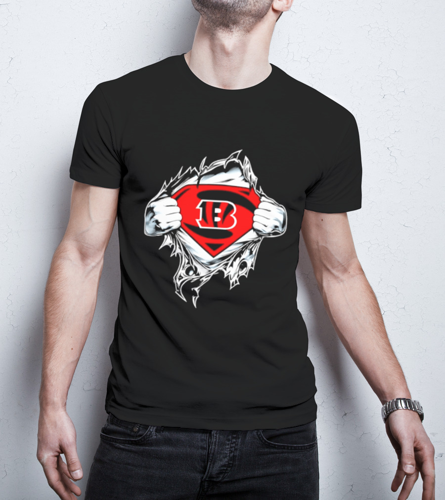 Cincinnati Bengals 13 Superman Symbol Football T-Shirt