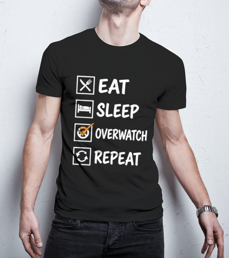 Eat Sleep Over Repeat Gaming Checklist Gamer T-Shirt