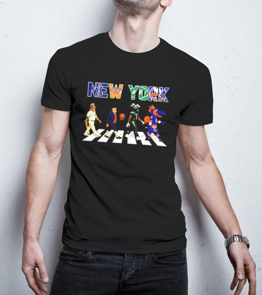 New York Yankees Knicks Jets Islanders Abbey Road Sports T-Shirt