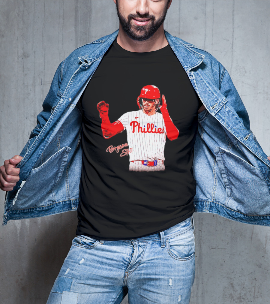Philadelphia Phillies Bryson Stott Baseball Player Red And White Uniform T-Shirt