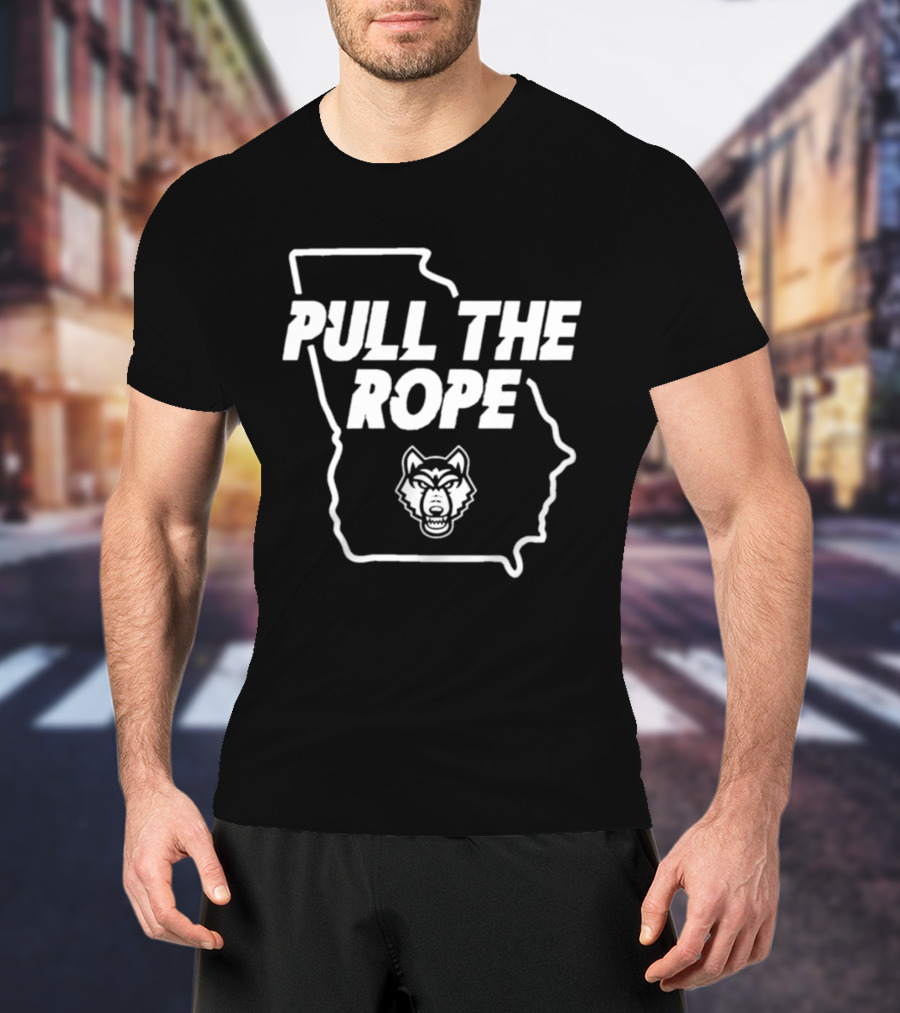 Pull The Rope Georgia Wolf Head Football T-Shirt