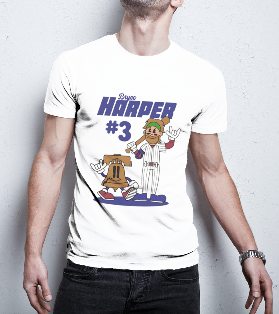 Bryce Harper #3 Philadelphia Phillies MLB Liberty Bell Animated Players T-Shirt