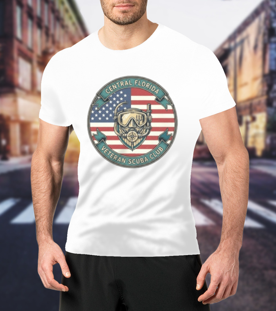 Central Florida Veteran Scuba Club American Flag Dive Mask T-Shirt