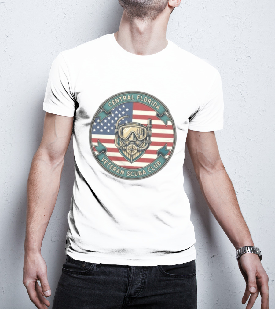 Central Florida Veteran Scuba Club American Flag Dive Mask T-Shirt