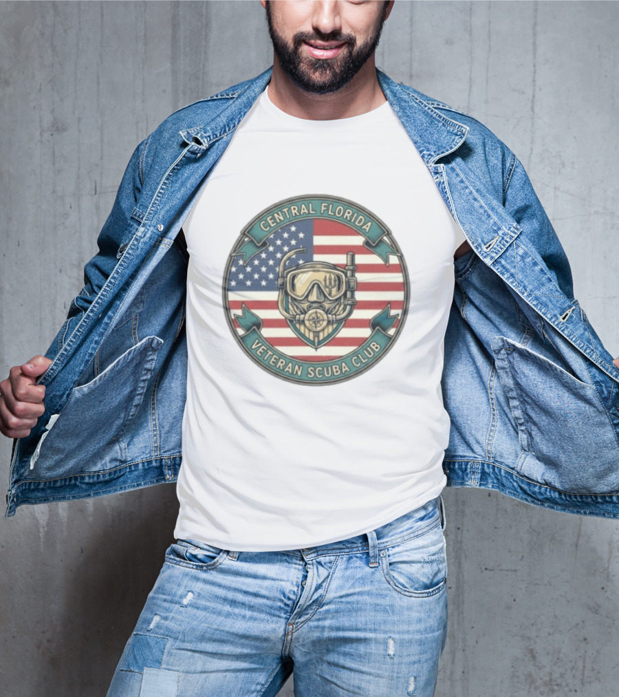 Central Florida Veteran Scuba Club American Flag Dive Mask T-Shirt