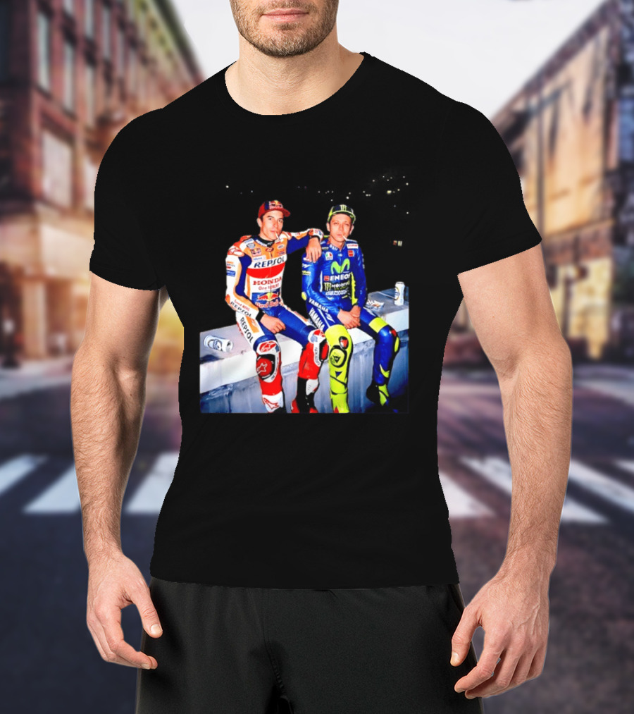 Valentino Rossi Marc Marquez MotoGP Repsol Yamaha Smoking Beer T-Shirt
