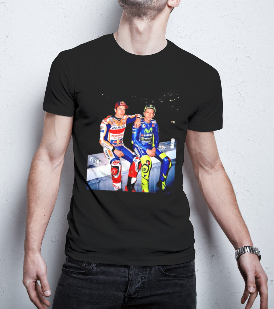 Valentino Rossi Marc Marquez MotoGP Repsol Yamaha Smoking Beer T-Shirt