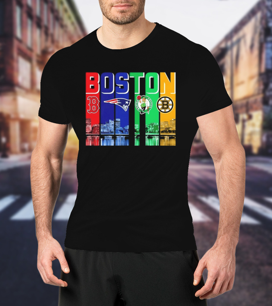 Boston Red Sox Patriots Celtics Bruins Skyline T-Shirt