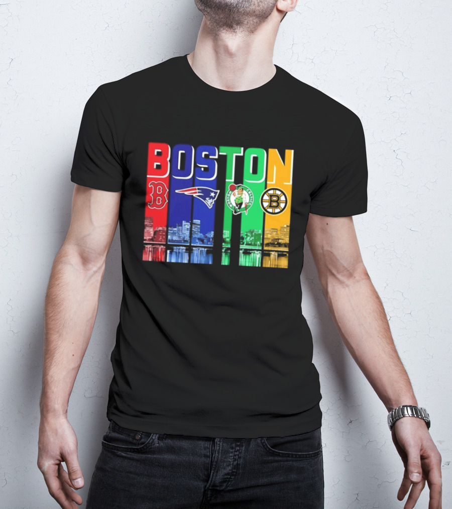 Boston Red Sox Patriots Celtics Bruins Skyline T-Shirt