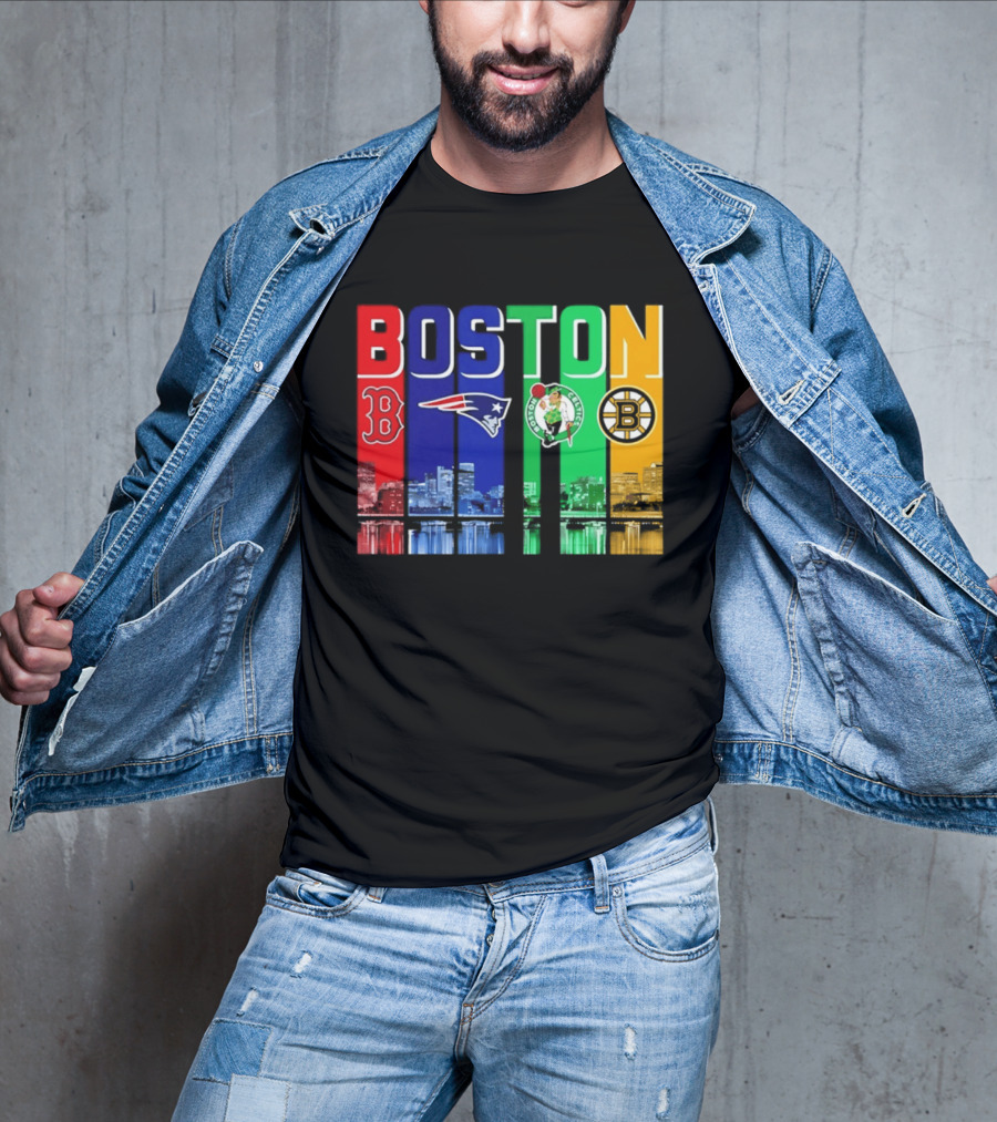 Boston Red Sox Patriots Celtics Bruins Skyline T-Shirt