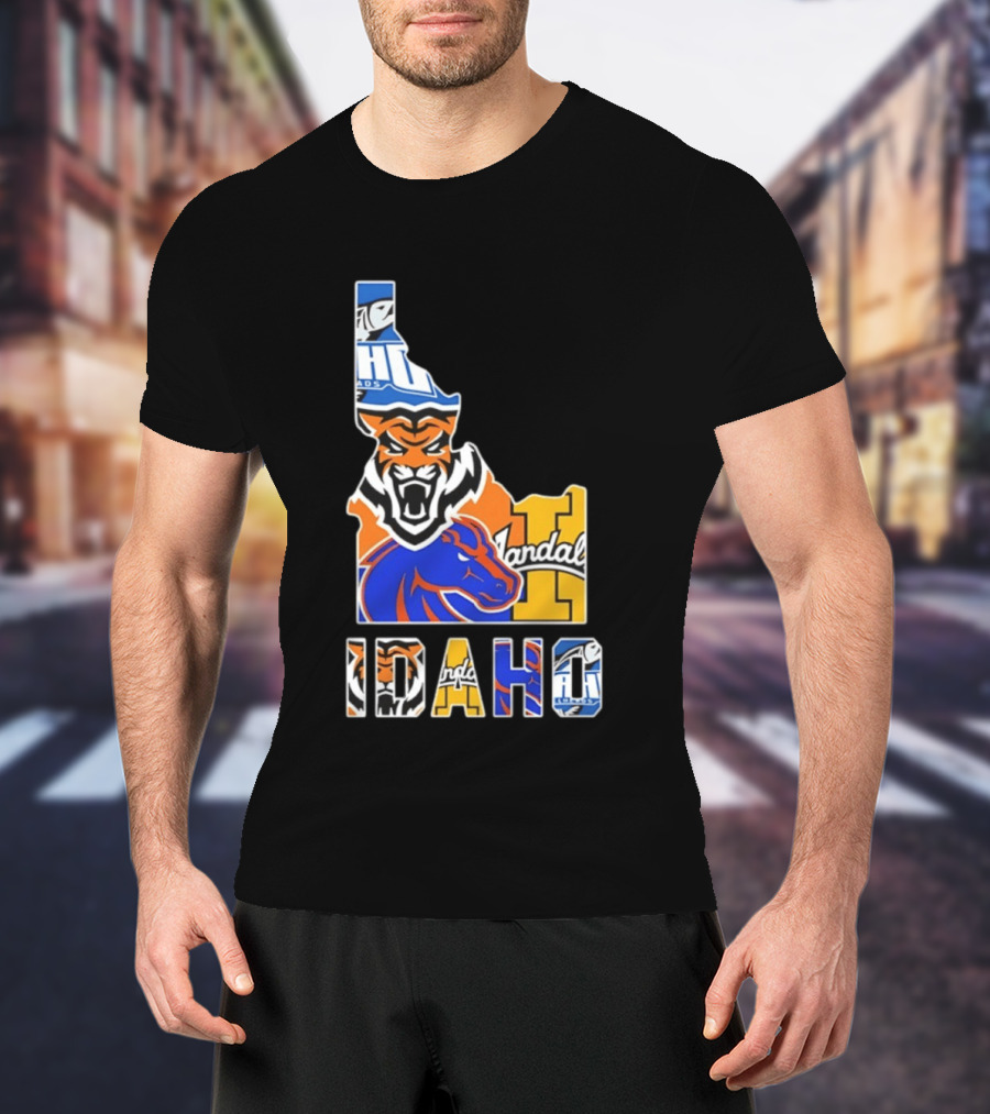 Idaho State Bengals Boise State Broncos Vandals Map Collage 2026 T-Shirt