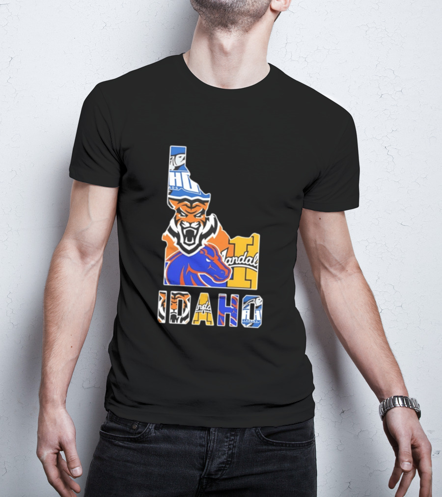 Idaho State Bengals Boise State Broncos Vandals Map Collage 2026 T-Shirt