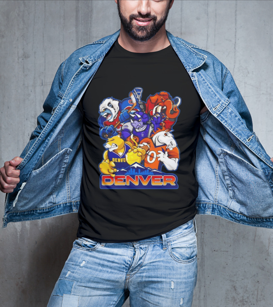Denver Sports Teams Mascot Collage Featuring Iconic City T-Shirt