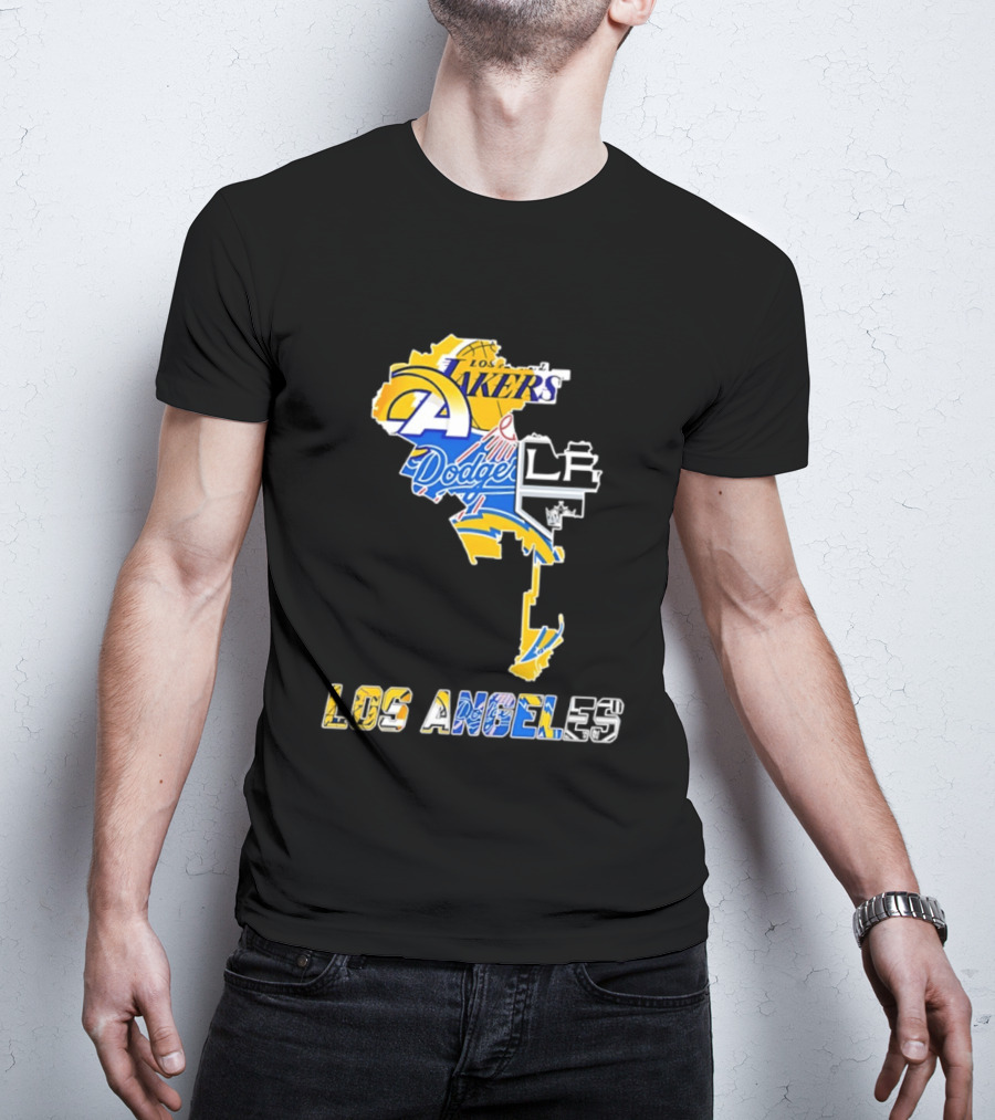Los Angeles Lakers Dodgers Rams Chargers Kings Map Season 2026 T-Shirt