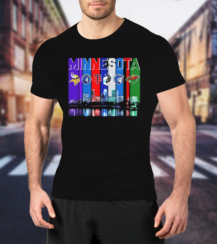 Minnesota Vikings Timberwolves Twins Lynx Wild Skyline 2026 T-Shirt