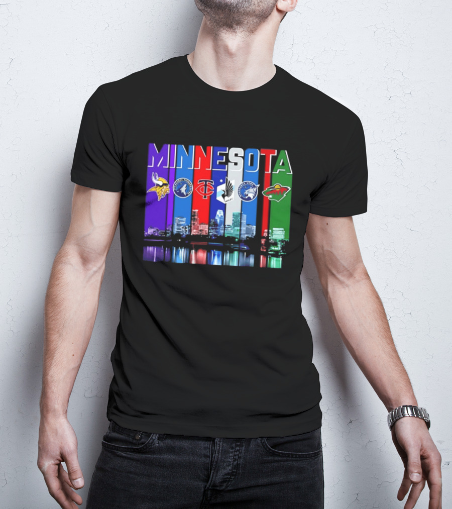 Minnesota Vikings Timberwolves Twins Lynx Wild Skyline 2026 T-Shirt