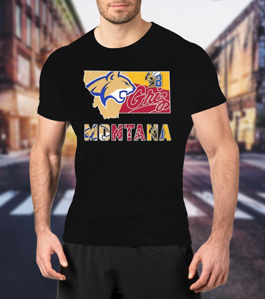 Montana Bobcats Griz 2026 College Football Map T-Shirt