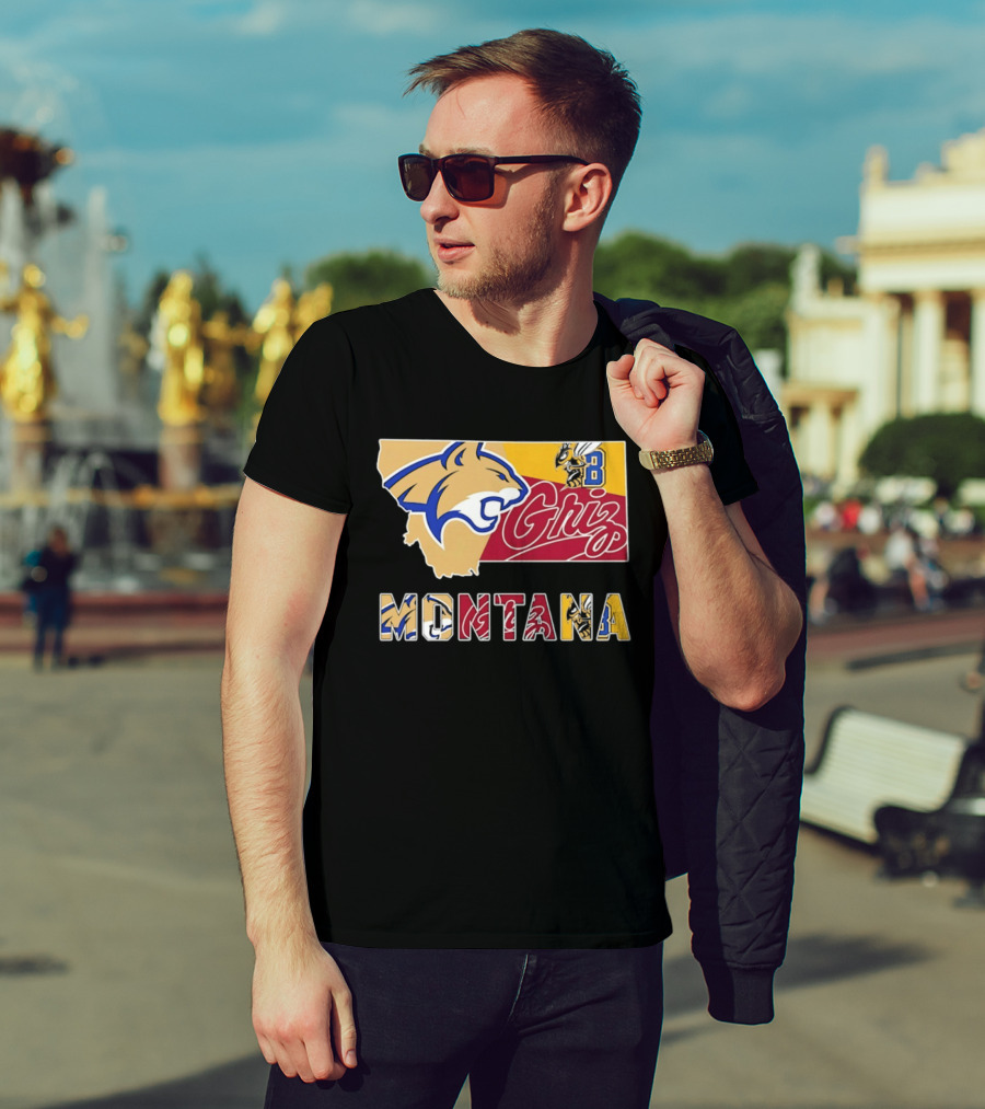 Montana Bobcats Griz 2026 College Football Map T-Shirt