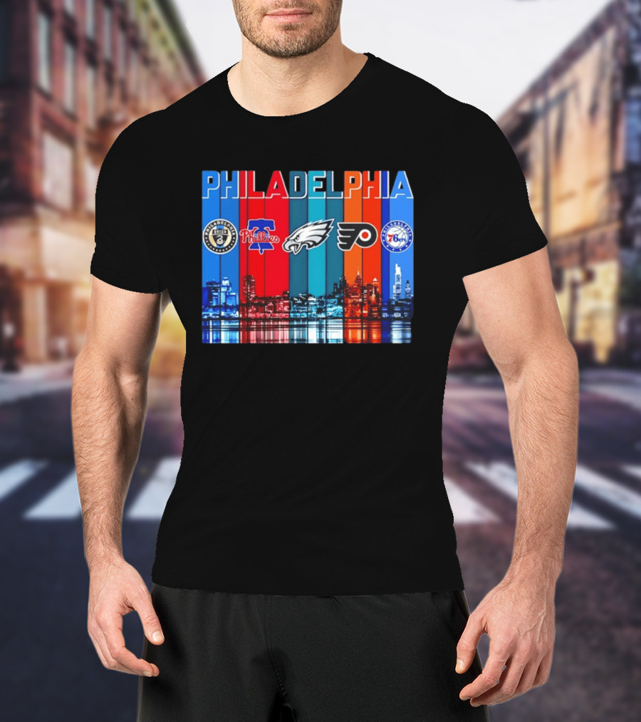 Philadelphia Union Phillies Eagles Flyers 76ers Skyline 2026 T-Shirt