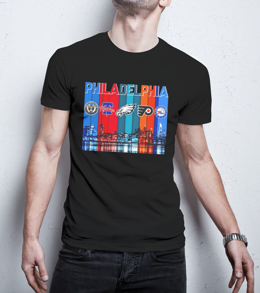 Philadelphia Union Phillies Eagles Flyers 76ers Skyline 2026 T-Shirt