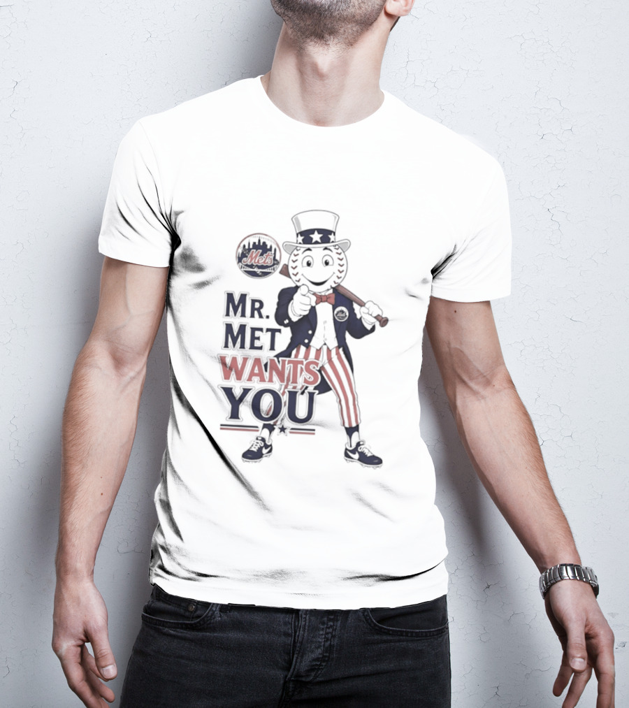 Mr. Met Wants You New York Mets Uncle Sam Baseball Fan T-Shirt