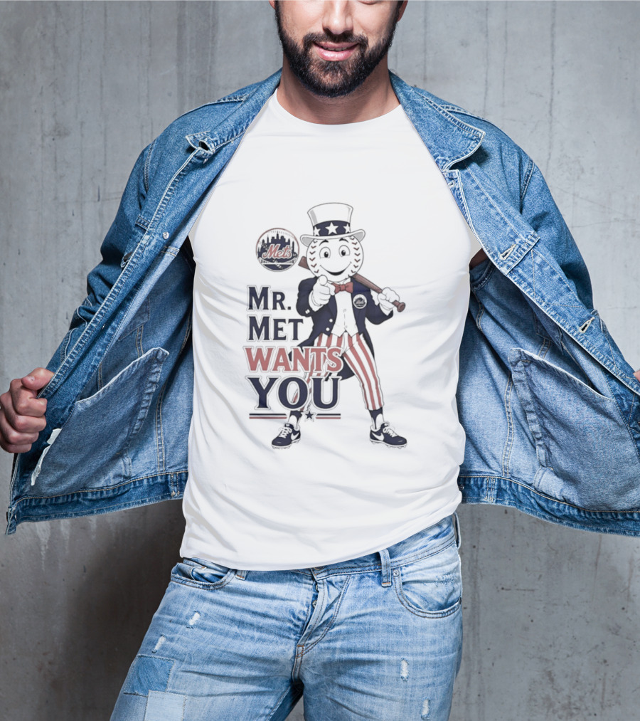 Mr. Met Wants You New York Mets Uncle Sam Baseball Fan T-Shirt