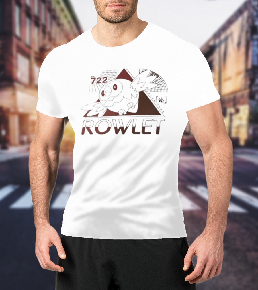 Rowlet 722 Grass Type Pokémon Triangular Art Featuring Iconic Owl T-Shirt