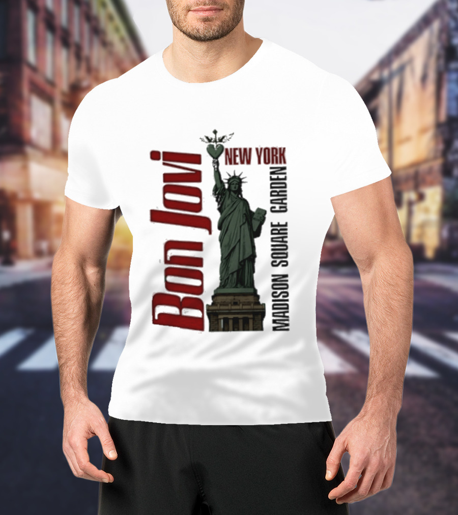 Bon Jovi Statue Of Liberty New York Madison Square Garden T-Shirt